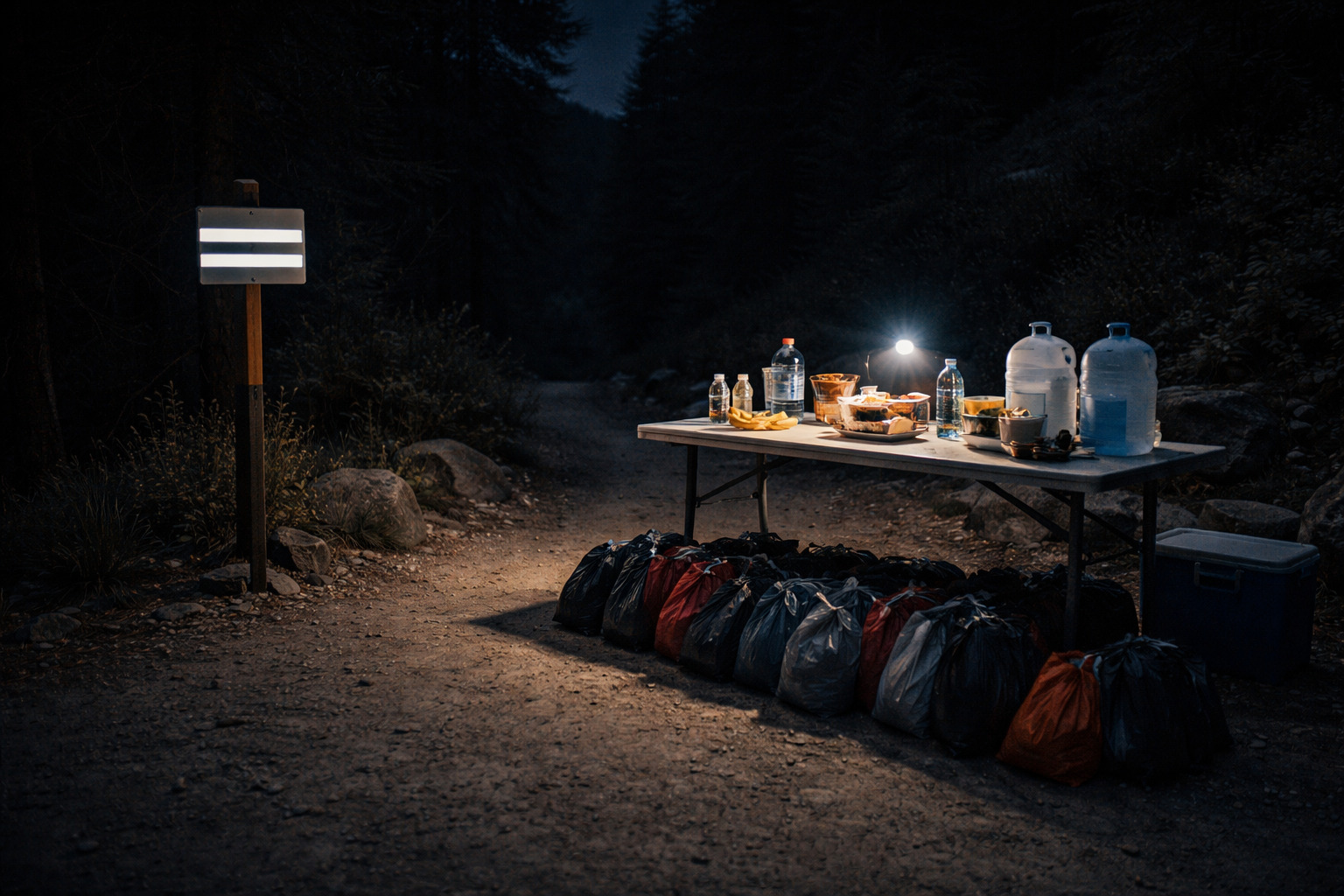 Crew helping runner at AC100 aid station