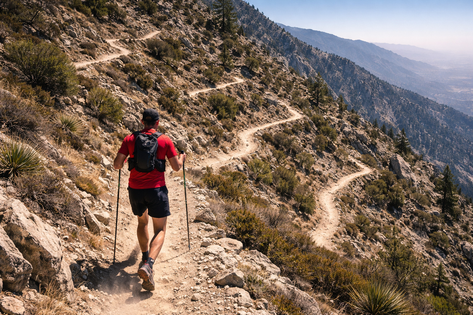 Trail runner training in the San Gabriel Mountains